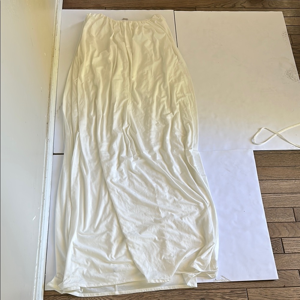 White Ruched Maxi Slip dress for Resort Wear